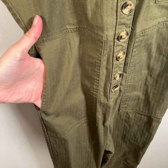 Madewell Kale Cap-Sleeve Utility Jumpsuit Size XS Fatigue Green Minimal Casual - Picture 7 of 13